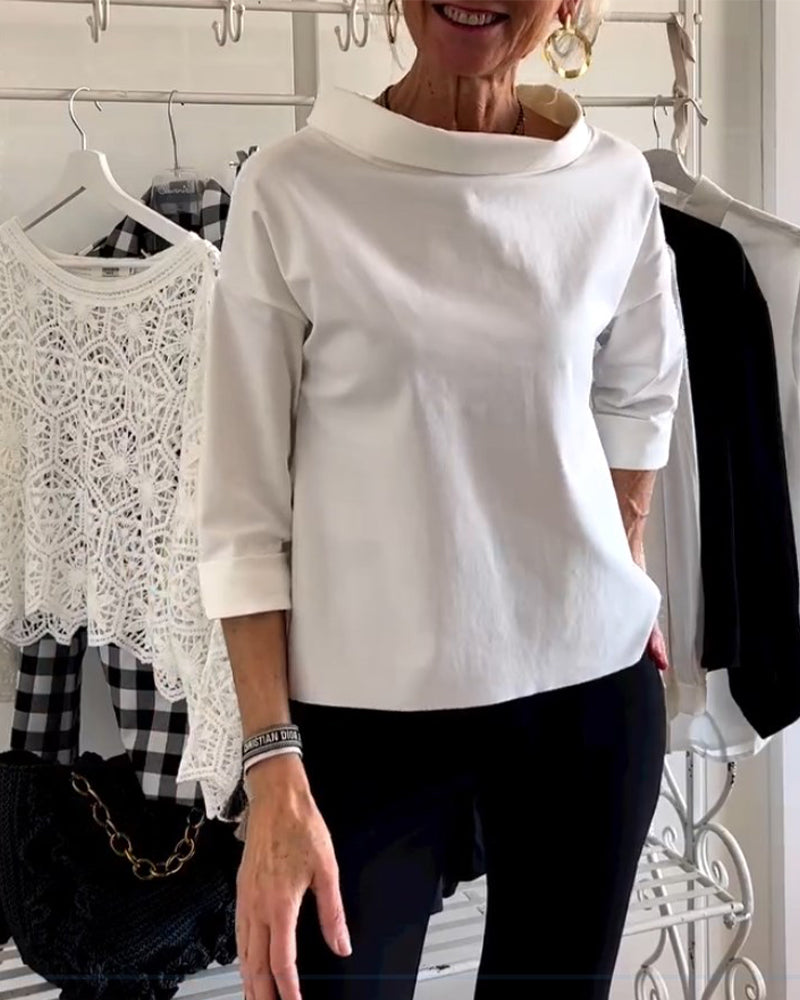 BRUNILDA - TOP CASUAL CON REVERS TINTA UNITA