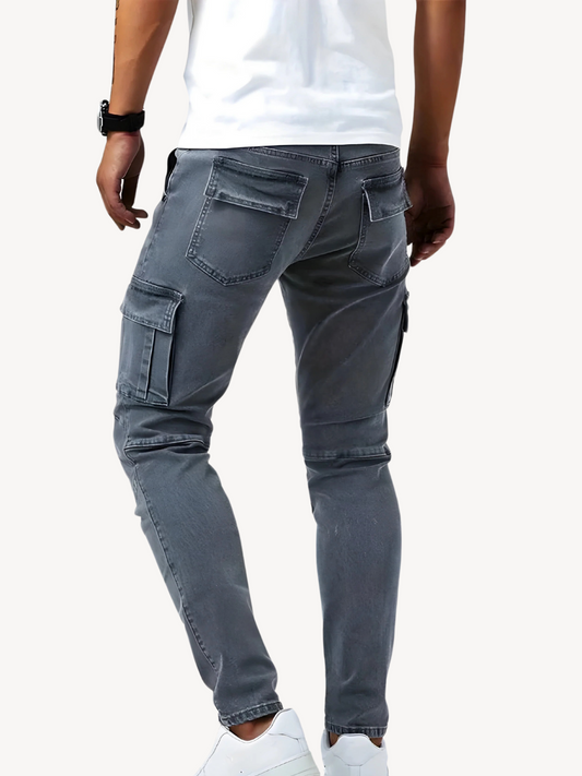 DANTE - PANTALONI CARGO JEANS ELASTICIZZATI